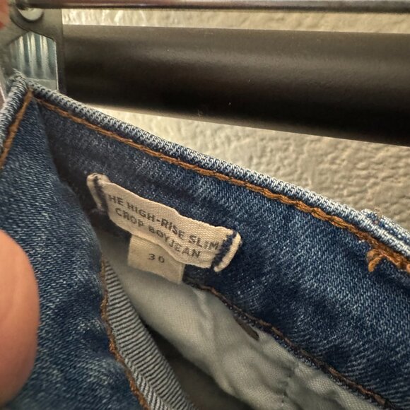 Madewell Distressed "The High-Rise Slim Crop Boyjean" Size 30 - Picture 9 of 9